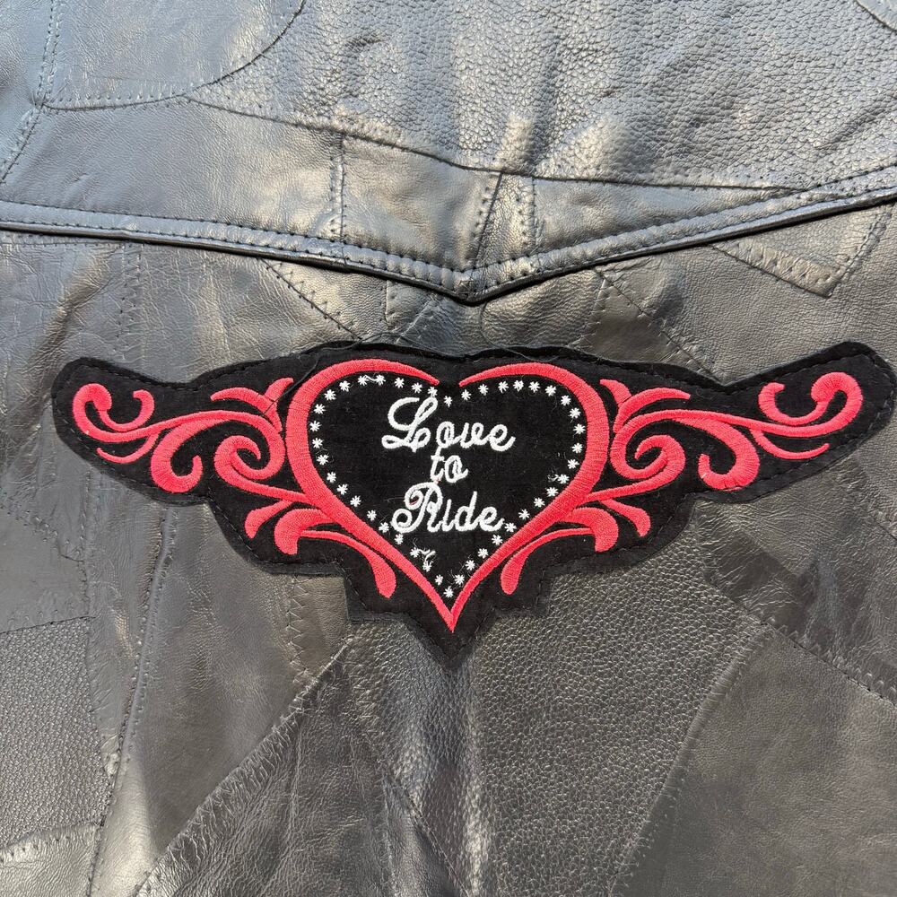 Diamond Plate Leather Vest Women's XL Black Leather Love to Ride Lined - Picture 9 of 14